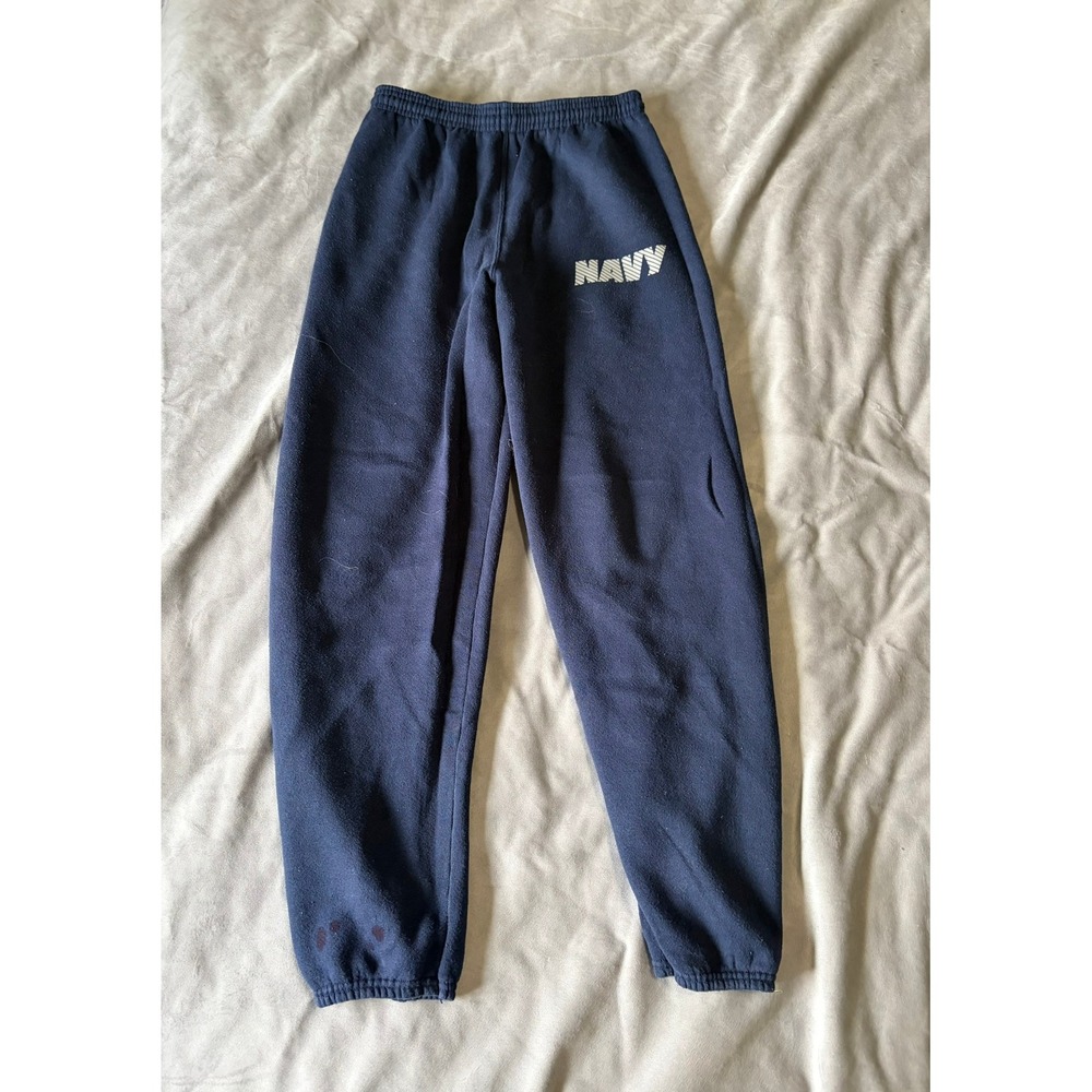 Soffe US Navy Sweatpants Blue Reflective Graphic PT Joggers Mens Medium Made USA
